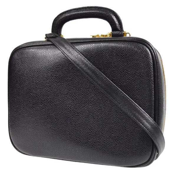 Chanel Black Calfskin Timeless Lunch Box Vanity 24 2way Handbag 48707 - Picture 6 of 13